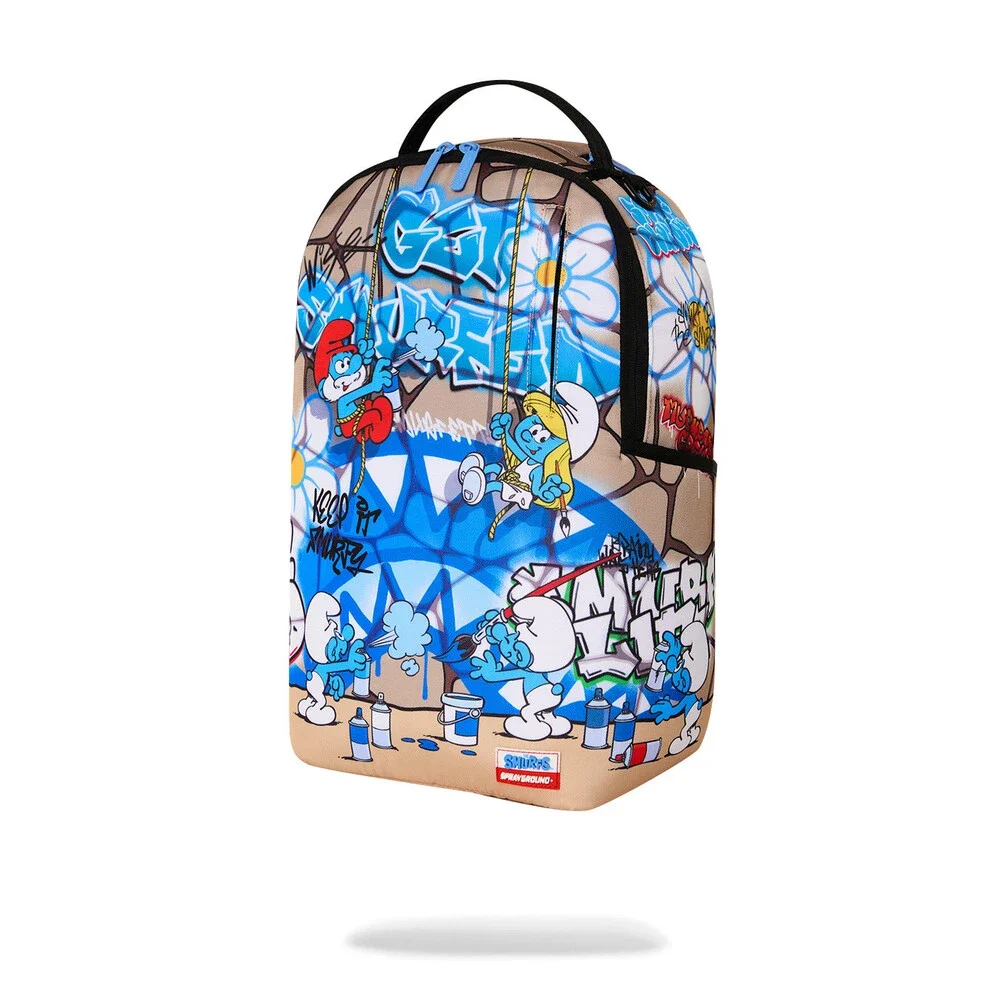Sprayground Smurfs Big Mural Backpack Unisex Blue Graphic Shoulder Strap SPR379